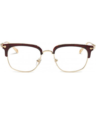 Aviator Retro Half Frame Horn Rimmed Clubmaster Optics 50mm Clear Lens Glasses - Brown - CX188XED54O $14.53