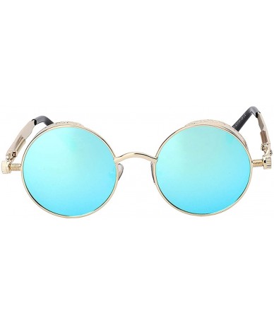 Round Steampunk Retro Gothic Vintage Colored Metal Round Circle Frame Sunglasses Colored Lens - CS186TH9G9U $11.61