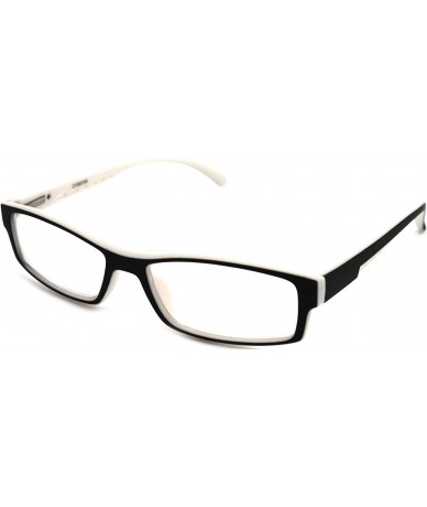 Rectangular Soft Matte Black w/ 2 Tone Reading Glasses Spring Hinge 0.74 Oz - R1 Matte Black Matte White - CJ18WYCQ056 $13.80