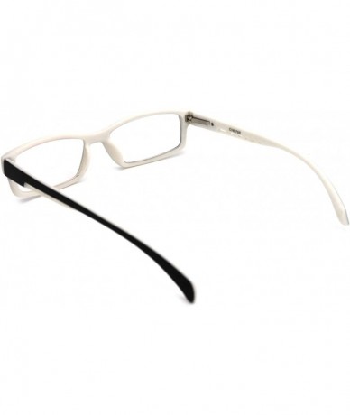Rectangular Soft Matte Black w/ 2 Tone Reading Glasses Spring Hinge 0.74 Oz - R1 Matte Black Matte White - CJ18WYCQ056 $13.80