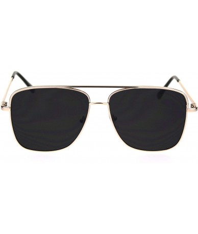 Rectangular Super Oversized Squared Rectangular Pilots Metal Rim Sunglasses - Gold Solid Black - C118R3IY8L3 $11.31