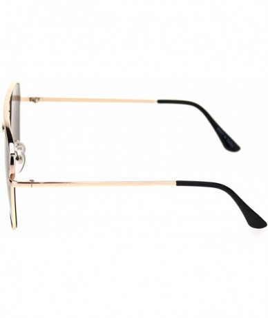 Rectangular Super Oversized Squared Rectangular Pilots Metal Rim Sunglasses - Gold Solid Black - C118R3IY8L3 $11.31