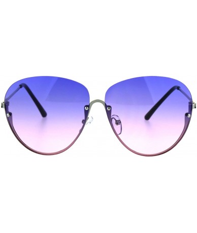 Rimless Womens Oceanic Color Lens Upside Down Half Rim Ironic Granny Oversize Sunglasses - Purple Pink - CN182LNYGDK $25.49