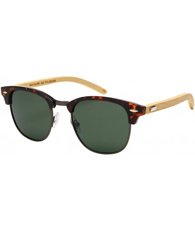 Semi-rimless Designer Inspired Rimless Polarized Sunglasses - Tortoise Frame/Green Mirrroed Lens - C418UKC62IS $32.14