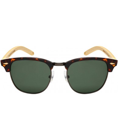 Semi-rimless Designer Inspired Rimless Polarized Sunglasses - Tortoise Frame/Green Mirrroed Lens - C418UKC62IS $12.00