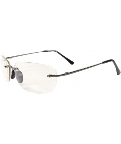Wrap Sporty Cool Mens Womens Stylish Rimless Wrap Rectangle Sunglasses - Light Tint / Gunmetal - CF188RQRDTZ $14.23
