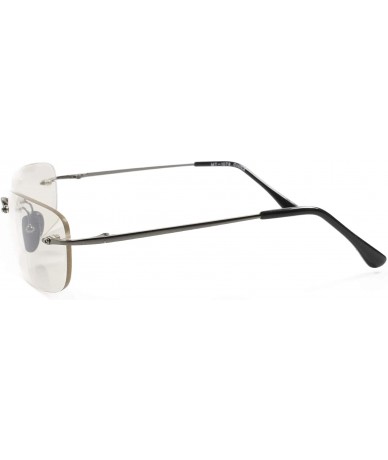 Wrap Sporty Cool Mens Womens Stylish Rimless Wrap Rectangle Sunglasses - Light Tint / Gunmetal - CF188RQRDTZ $14.23