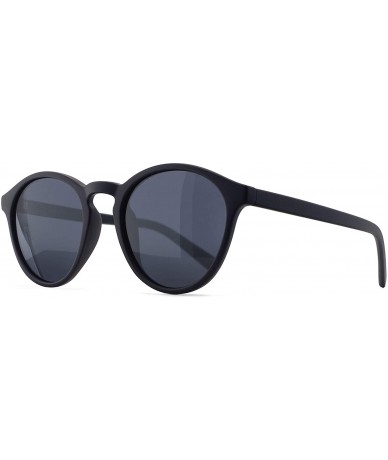 Oval Classic Round Polarized Sunglasses Retro Vintage Style UV400 - Black Frame(matte Finish)/Grey Lens - CV18WKHGNTK $17.01