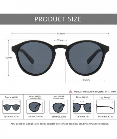 Oval Classic Round Polarized Sunglasses Retro Vintage Style UV400 - Black Frame(matte Finish)/Grey Lens - CV18WKHGNTK $17.01