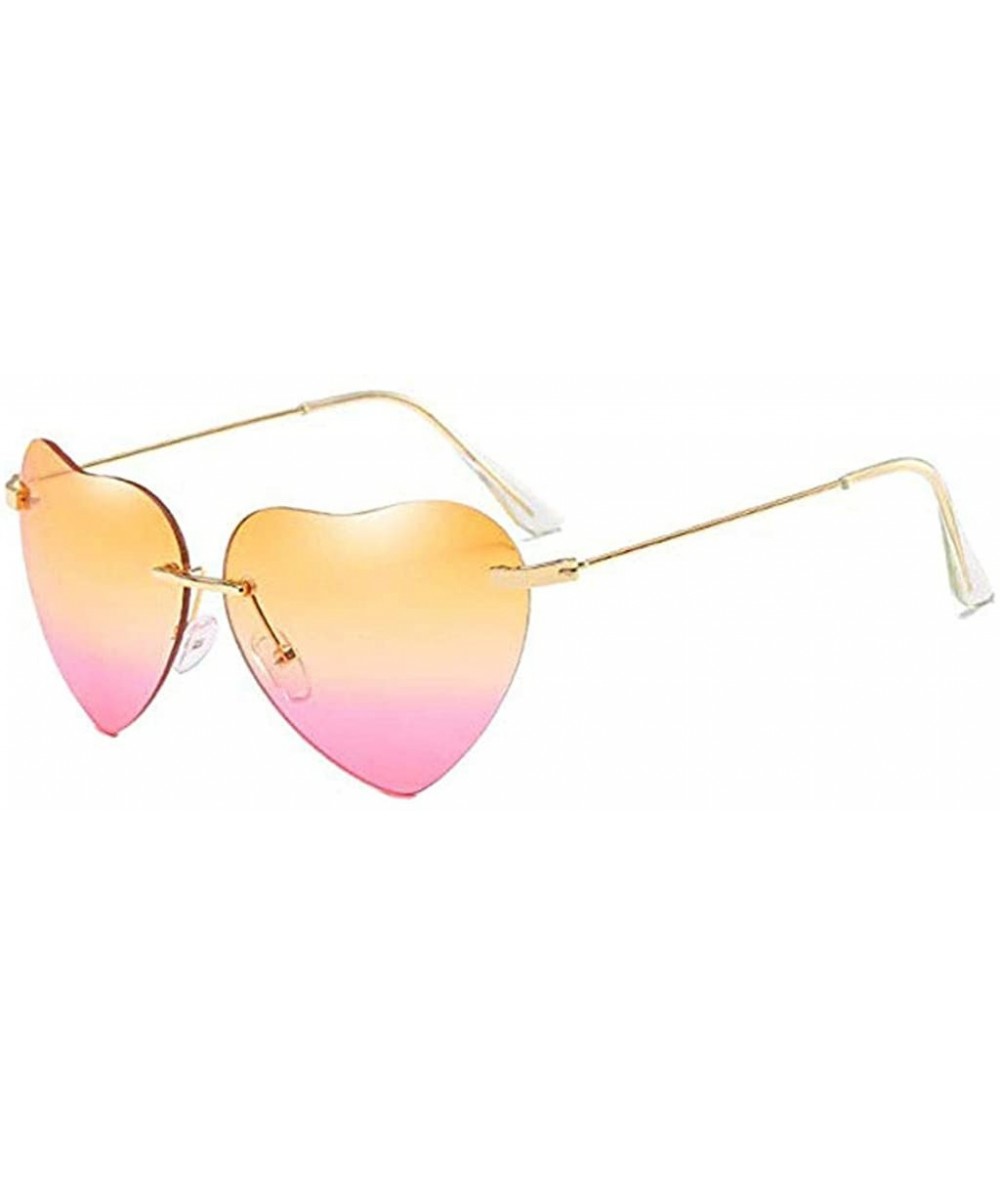 Square Sports Sunglasses Teen-New Retro Love Ocean Piece Sunglasses Street Beat Peach Heart Shaped Sunglasses - E - CP18XNQGX...