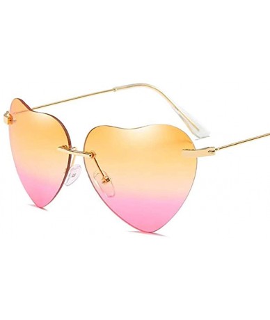Square Sports Sunglasses Teen-New Retro Love Ocean Piece Sunglasses Street Beat Peach Heart Shaped Sunglasses - E - CP18XNQGX...