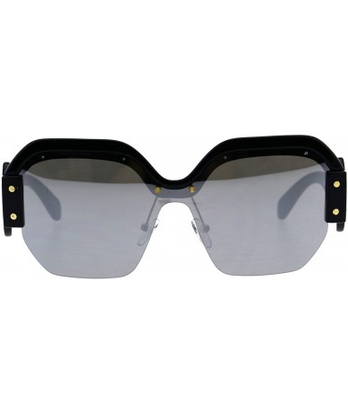 Rectangular Womens Robotic 80s Disco Funk Shield Trendy Sunglasses - Black Silver Mirror - CI18EXQ3C3O $15.60