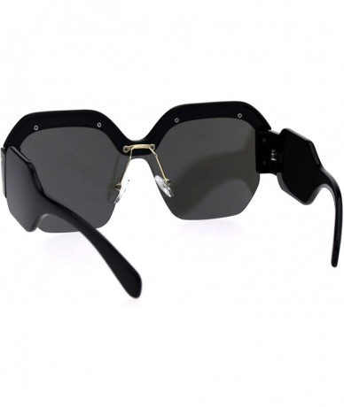 Rectangular Womens Robotic 80s Disco Funk Shield Trendy Sunglasses - Black Silver Mirror - CI18EXQ3C3O $15.60