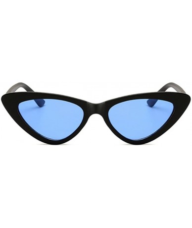 Cat Eye Men Women Vintage Small Triangle Sunglasses Sexy Retro Cat Eye Sun Glasses Ladies - Blue - CK18G82XA43 $13.37