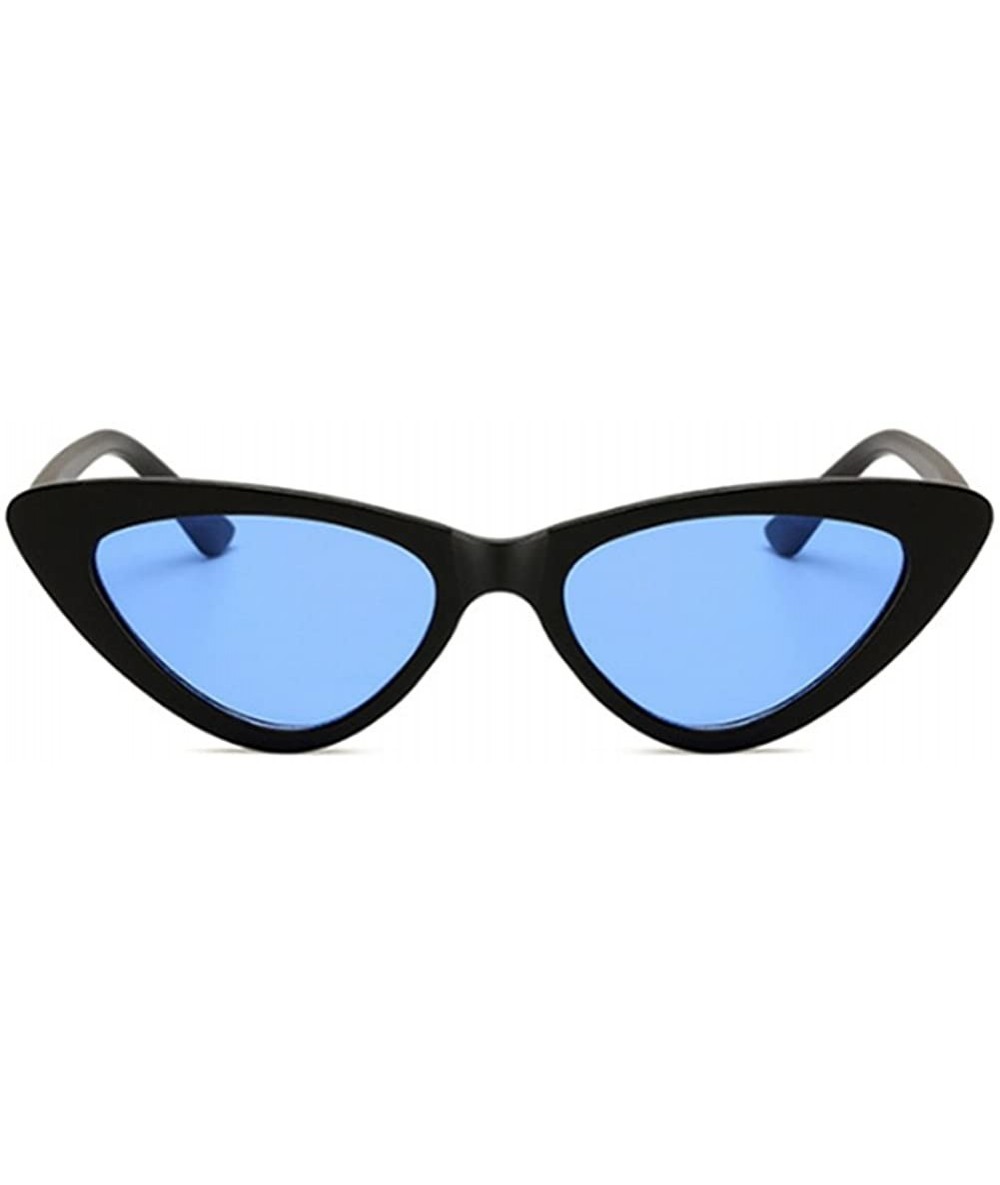 Cat Eye Men Women Vintage Small Triangle Sunglasses Sexy Retro Cat Eye Sun Glasses Ladies - Blue - CK18G82XA43 $13.37