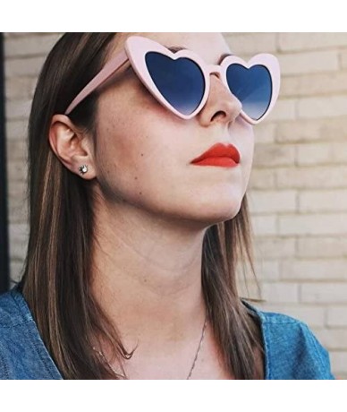 Goggle Love Heart Shaped Sunglasses for Women - Vintage Cat Eye Mod Style Retro Glasses - Pinkblack - CY18C2WD4LO $9.15