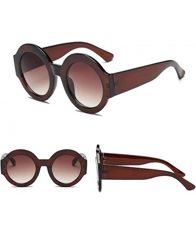 Round 1 Piece Women Fashion New Round Shape Sunglasses Colorful Sunglasses Sunglasses - Brown - CY18YGDXX2D $6.36
