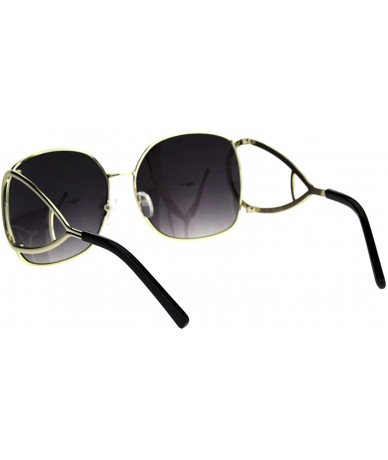 Butterfly Womens Unique Large Hoop Hinge Arm Mod Metal Rim Butterfly Sunglasses - Gold Smoke - CT17YU957XW $13.40