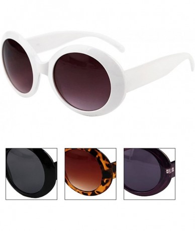 Round Womens Fashion Circle Round Jackie O Bold Chic Sunglasses P547 - 2 Pc Black Smoke Lens & White-smoke Lens - CN11ZBS2YMF...