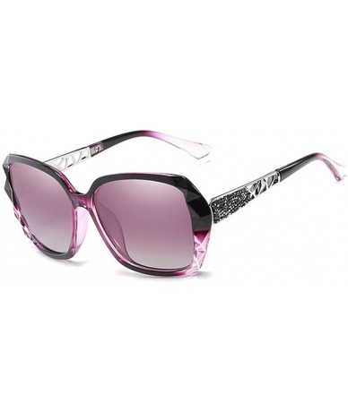 Aviator Women Polarized Sunglasses UV400 protection Shades-Oversize Diamond Cut Frame - Purple - CT18UOIX4UC $26.78