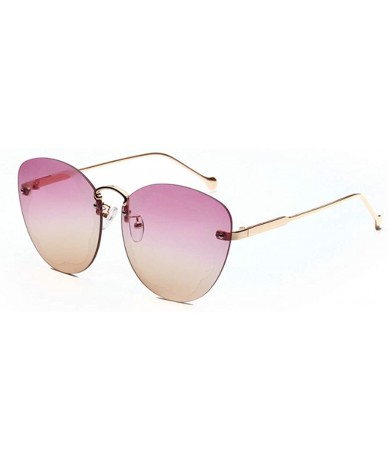 Oversized Unisex Metal Frames Oversized Classic Sunglasses Plastic lens UV400 - Purple Brown - CS18NM6IQM2 $22.44
