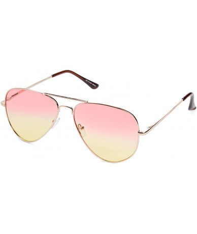 Aviator Classic Metal Aviator Sunglasses P4149 - Gold Pink Yellow - CJ18MHDCOSQ $10.26