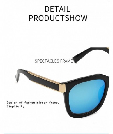 Oval Unisex Sunglasses UV Protection Outdoor Glare Color Sunglasses - Black-blue - CN18W4Y5CZQ $12.24