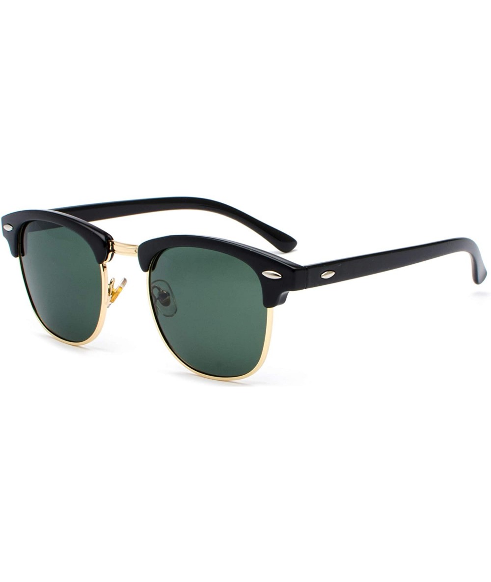 Round Classic Half Frame Sunglasses Fashion Eyeglasses for Men Women - Gold-green - CE18SMRU7H2 $9.98