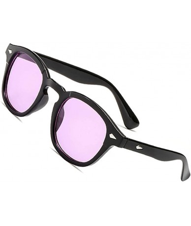 Round Vintage Sunglasses Aviator Colorful Transparent - Purple M - C118C5SYHMC $16.90