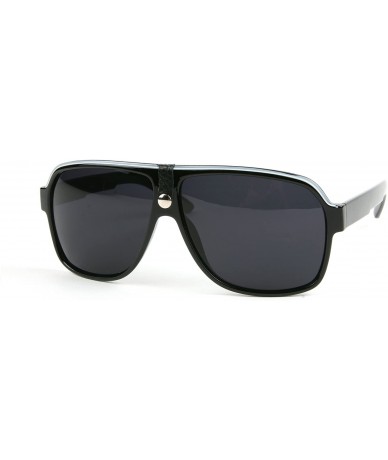 Aviator Unisex Fashion Aviator Color Plastic Frame Sunglasses P2106 (Black-Smoke Lens) - C211EQ7IP3J $26.78