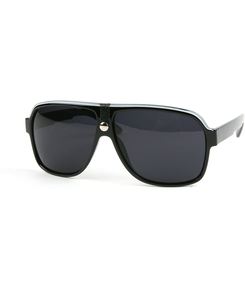 Aviator Unisex Fashion Aviator Color Plastic Frame Sunglasses P2106 (Black-Smoke Lens) - C211EQ7IP3J $11.94