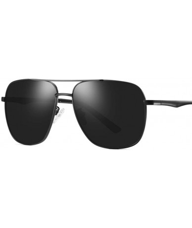 Rectangular Oversized Square Pilot Polarized Sunglasses for Men Driving UV400 Protection - Matte Black Grey - CP18O58EMNO $13.50