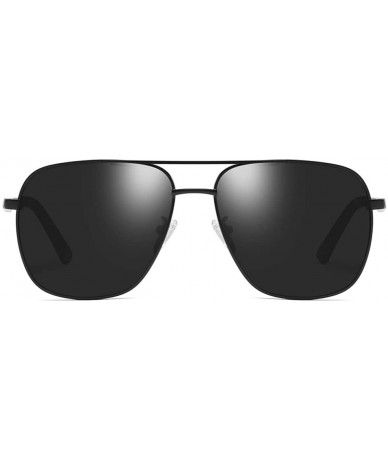 Rectangular Oversized Square Pilot Polarized Sunglasses for Men Driving UV400 Protection - Matte Black Grey - CP18O58EMNO $13.50