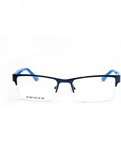 Square Slim Metal Half Frame Prescription Only Glasses with Spring Hinge - Blue - CP11PA0T9UD $20.97