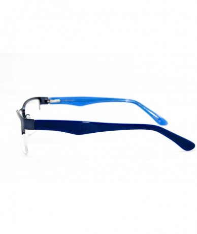 Square Slim Metal Half Frame Prescription Only Glasses with Spring Hinge - Blue - CP11PA0T9UD $20.97