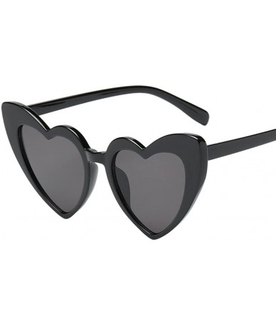 Wrap Women Fashion Cute Heart-shaped Shades Sunglasses Integrated UV Glasses - E - CU18RA2KTW9 $19.88