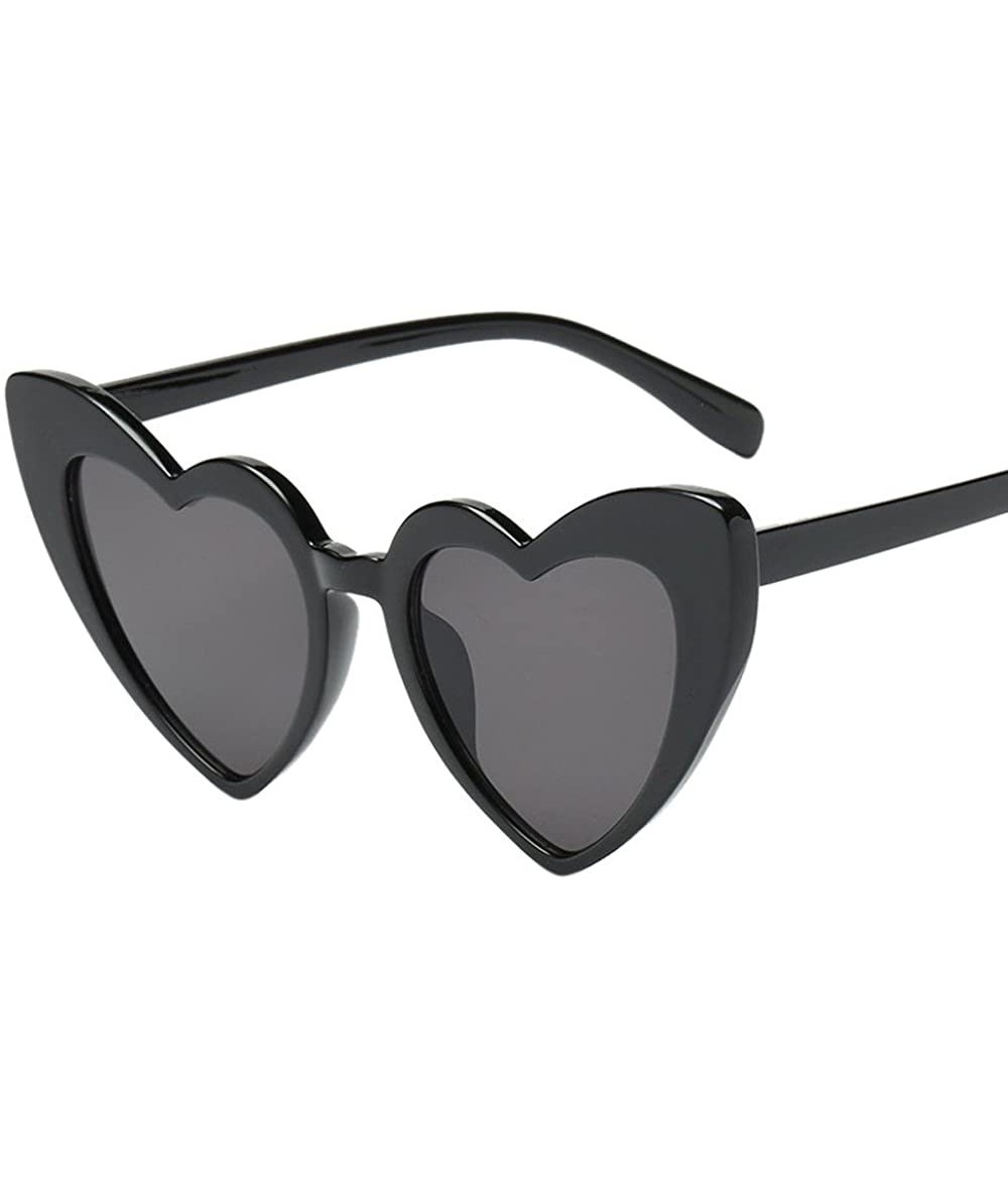 Wrap Women Fashion Cute Heart-shaped Shades Sunglasses Integrated UV Glasses - E - CU18RA2KTW9 $18.18