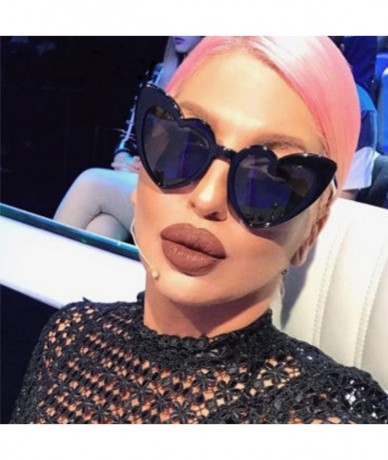 Wrap Women Fashion Cute Heart-shaped Shades Sunglasses Integrated UV Glasses - E - CU18RA2KTW9 $18.18