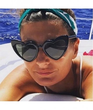 Wrap Women Fashion Cute Heart-shaped Shades Sunglasses Integrated UV Glasses - E - CU18RA2KTW9 $18.18