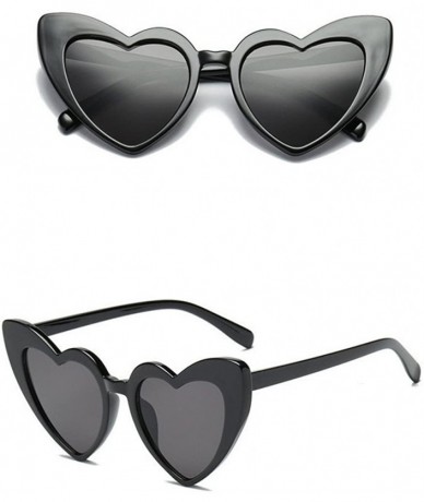 Wrap Women Fashion Cute Heart-shaped Shades Sunglasses Integrated UV Glasses - E - CU18RA2KTW9 $18.18