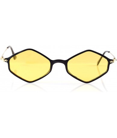 Oval Diamond Hexagonal Sunglasses Smoke Pop Color Tinted A112 A212 - (A212) Yellow - CL18GG04QNG $12.34