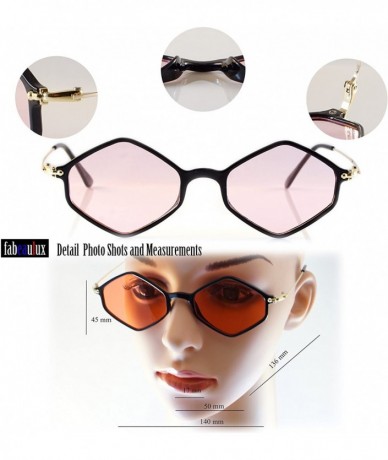Oval Diamond Hexagonal Sunglasses Smoke Pop Color Tinted A112 A212 - (A212) Yellow - CL18GG04QNG $12.34