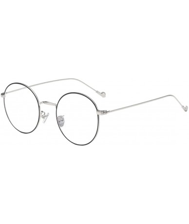 Round Man woman Retro Harajuku Nearsighted Glasses Myopia Flat Mirror Glasses - Black Silver - CA1977SUDMQ $20.35