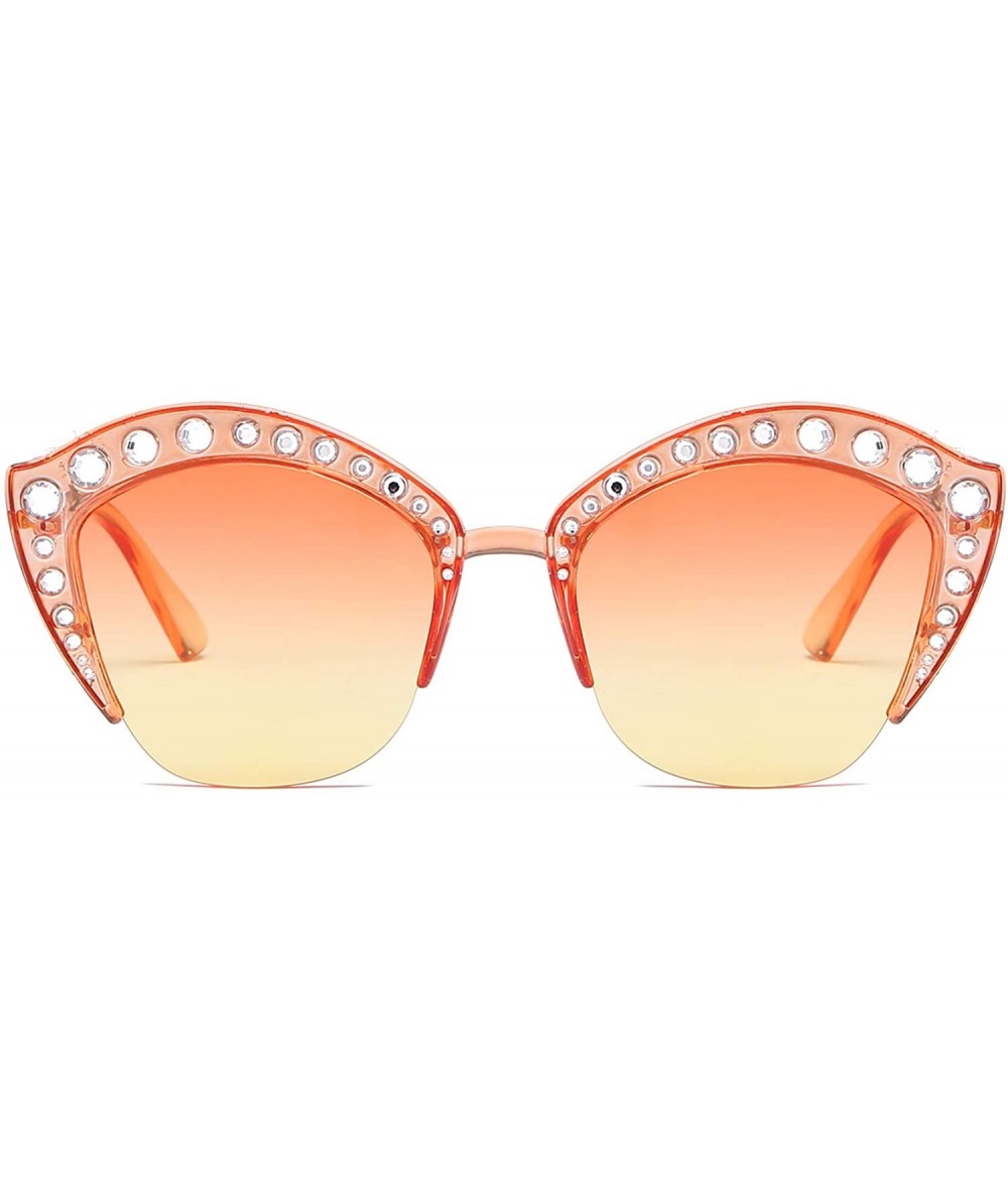 Wrap Retro Fashion Sunglasses Non-Polarized Personality Anti-UV Eyewear Casual Sunglasses - Orange - CM18A7GKLXX $19.49