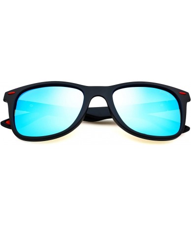 Round Vintage Polarized Sunglasses for Men Women Retro UV Protection Stylish Sun Glasses - G6-black Frame/Blue Lens - CM18KWI...