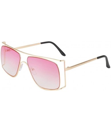 Oversized Oversize Frames Sunglasses for Women Unique Metal Frame Eyeglasse UV400 - C10 Pink Gradient - C0198KE53WU $25.18