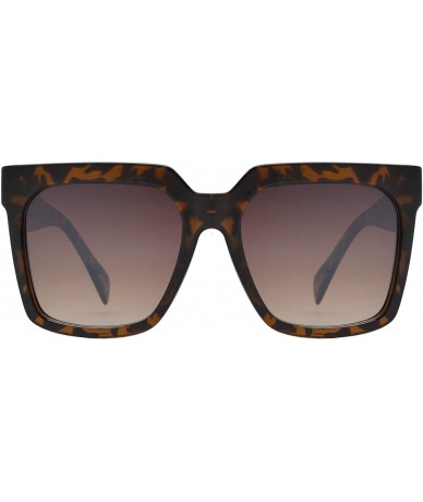Oversized Retro Oversized Luxury Fashion Square Sunglasses with Flat Lens for Women - Tortoise + Brown Gradient - CB195I5ZKH6...