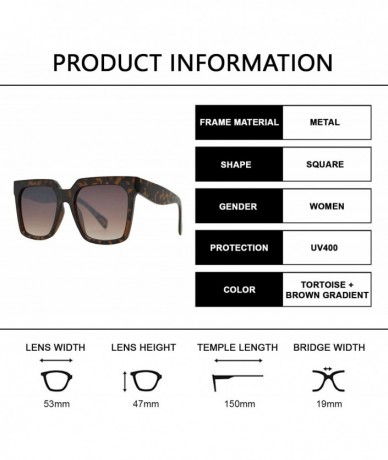 Oversized Retro Oversized Luxury Fashion Square Sunglasses with Flat Lens for Women - Tortoise + Brown Gradient - CB195I5ZKH6...