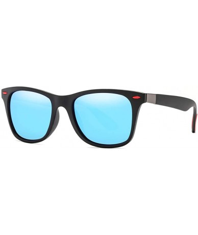 Sport Classic Driving Sunglasses Polarized Anti-UV Resin Lens Glasses for Sports - C4 Black Frame Blue Lens - C918WSCXSKI $17.60