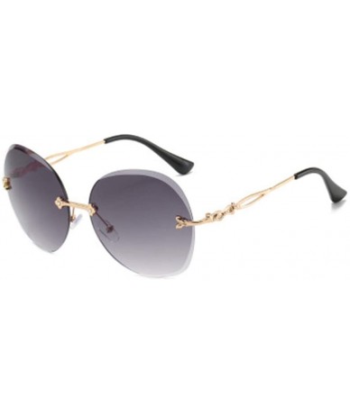 Round Round Frame Visor Mirrorless Frame Trimmed Sunglasses Metal Ladies Sunglasses - 5 - CS1907S4XOQ $33.73